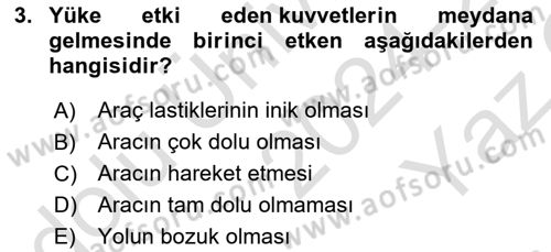 Tehlikeli Madde Lojistiği Ve İş Güvenliği Dersi 2024 - 2025 Yılı Yaz Okulu Sınav Soruları 3. Soru