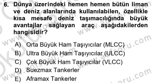Tehlikeli Madde Lojistiği Ve İş Güvenliği Dersi 2024 - 2025 Yılı Yaz Okulu Sınav Soruları 6. Soru