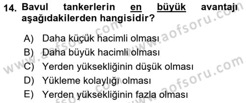 Tehlikeli Madde Lojistiği Ve İş Güvenliği Dersi 2025 - 2026 Yılı (Vize) Ara Sınav Soruları 14. Soru
