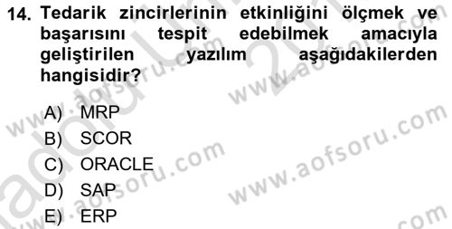 Lojistik Planlama Ve Modelleme Dersi 2018 - 2019 Yılı 3 Ders Sınavı 14. Soru