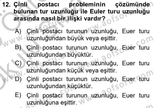 Lojistik Planlama Ve Modelleme Dersi 2018 - 2019 Yılı Yaz Okulu Sınavı 12. Soru