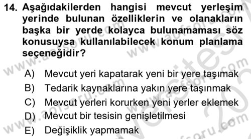 Lojistik Planlama Ve Modelleme Dersi 2020 - 2021 Yılı Yaz Okulu Sınavı 14. Soru