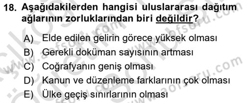 Lojistik Planlama Ve Modelleme Dersi 2021 - 2022 Yılı (Final) Dönem Sonu Sınav Soruları 18. Soru