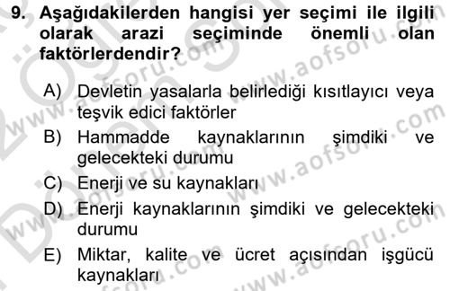 Lojistik Planlama Ve Modelleme Dersi 2021 - 2022 Yılı (Final) Dönem Sonu Sınav Soruları 9. Soru
