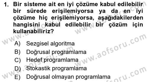 Lojistik Planlama Ve Modelleme Dersi 2021 - 2022 Yılı Yaz Okulu Sınav Soruları 1. Soru
