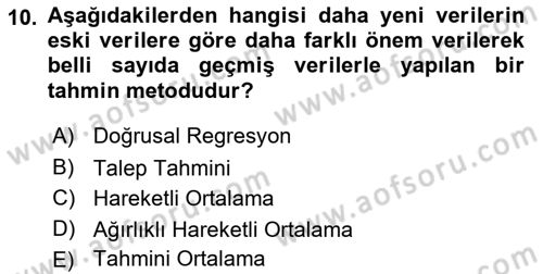 Lojistik Planlama Ve Modelleme Dersi 2021 - 2022 Yılı Yaz Okulu Sınav Soruları 10. Soru