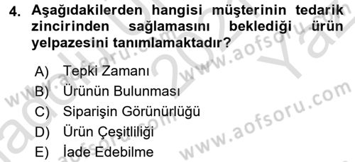 Lojistik Planlama Ve Modelleme Dersi 2021 - 2022 Yılı Yaz Okulu Sınav Soruları 4. Soru