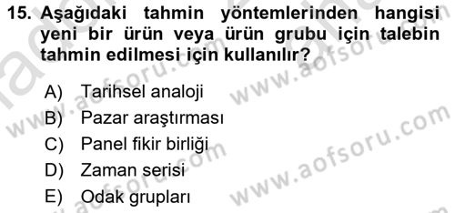Lojistik Planlama Ve Modelleme Dersi 2023 - 2024 Yılı (Vize) Ara Sınav Soruları 15. Soru