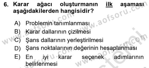 Lojistik Planlama Ve Modelleme Dersi 2023 - 2024 Yılı (Vize) Ara Sınav Soruları 6. Soru