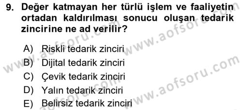 Lojistik Planlama Ve Modelleme Dersi 2023 - 2024 Yılı (Vize) Ara Sınav Soruları 9. Soru