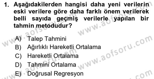 Lojistik Planlama Ve Modelleme Dersi 2023 - 2024 Yılı (Final) Dönem Sonu Sınav Soruları 1. Soru