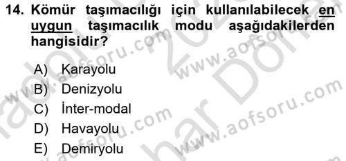 Lojistik Planlama Ve Modelleme Dersi 2023 - 2024 Yılı (Final) Dönem Sonu Sınav Soruları 14. Soru