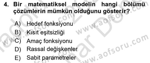 Lojistik Planlama Ve Modelleme Dersi 2023 - 2024 Yılı (Final) Dönem Sonu Sınav Soruları 4. Soru