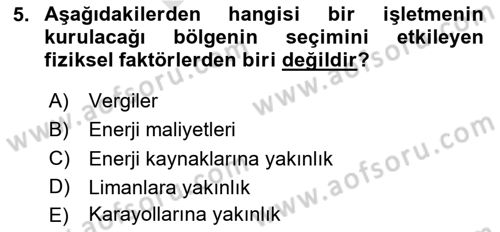 Lojistik Planlama Ve Modelleme Dersi 2023 - 2024 Yılı (Final) Dönem Sonu Sınav Soruları 5. Soru