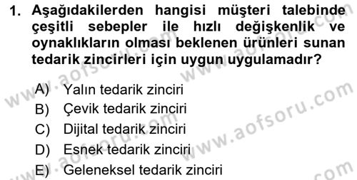 Lojistik Planlama Ve Modelleme Dersi 2023 - 2024 Yılı Yaz Okulu Sınav Soruları 1. Soru