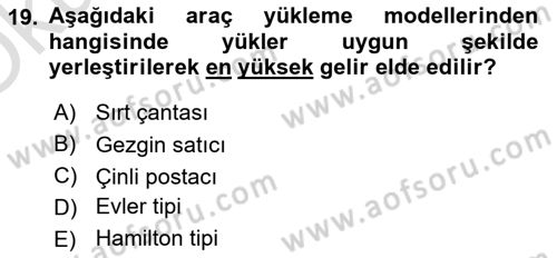 Lojistik Planlama Ve Modelleme Dersi 2023 - 2024 Yılı Yaz Okulu Sınav Soruları 19. Soru