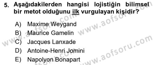 Lojistik Planlama Ve Modelleme Dersi 2023 - 2024 Yılı Yaz Okulu Sınav Soruları 5. Soru