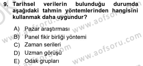 Lojistik Planlama Ve Modelleme Dersi 2023 - 2024 Yılı Yaz Okulu Sınav Soruları 9. Soru