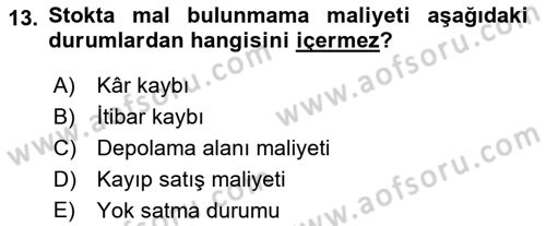 Lojistik Planlama Ve Modelleme Dersi 2024 - 2025 Yılı (Vize) Ara Sınav Soruları 13. Soru