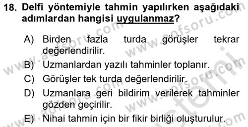 Lojistik Planlama Ve Modelleme Dersi 2024 - 2025 Yılı (Vize) Ara Sınav Soruları 18. Soru