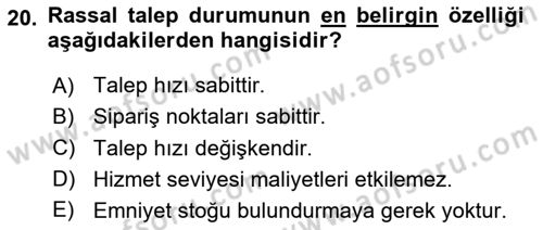 Lojistik Planlama Ve Modelleme Dersi 2024 - 2025 Yılı (Vize) Ara Sınav Soruları 20. Soru