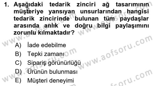 Lojistik Planlama Ve Modelleme Dersi 2024 - 2025 Yılı (Final) Dönem Sonu Sınav Soruları 1. Soru