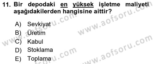 Lojistik Planlama Ve Modelleme Dersi 2024 - 2025 Yılı Yaz Okulu Sınav Soruları 11. Soru