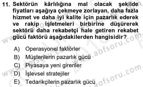 Stratejik Performans Yönetimi Dersi 2018 - 2019 Yılı (Vize) Ara Sınav Soruları 11. Soru