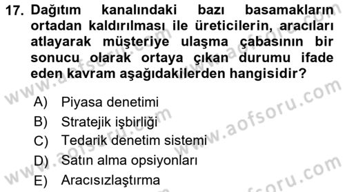 Stratejik Performans Yönetimi Dersi 2018 - 2019 Yılı (Vize) Ara Sınav Soruları 17. Soru