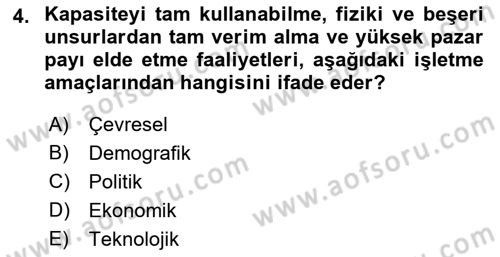 Stratejik Performans Yönetimi Dersi 2018 - 2019 Yılı (Vize) Ara Sınav Soruları 4. Soru