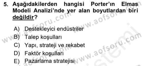 Stratejik Performans Yönetimi Dersi 2018 - 2019 Yılı (Vize) Ara Sınav Soruları 5. Soru