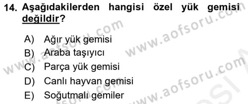 Liman Ve Terminal Yönetimi Dersi 2018 - 2019 Yılı (Vize) Ara Sınav Soruları 14. Soru