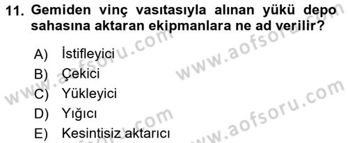 Liman Ve Terminal Yönetimi Dersi 2018 - 2019 Yılı Yaz Okulu Sınav Soruları 11. Soru