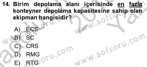 Liman Ve Terminal Yönetimi Dersi 2018 - 2019 Yılı Yaz Okulu Sınav Soruları 14. Soru