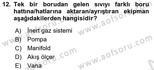 Liman Ve Terminal Yönetimi Dersi 2020 - 2021 Yılı Yaz Okulu Sınav Soruları 12. Soru