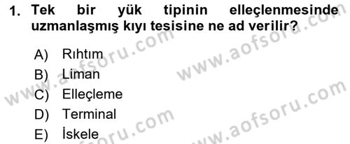 Liman Ve Terminal Yönetimi Dersi 2021 - 2022 Yılı (Vize) Ara Sınav Soruları 1. Soru