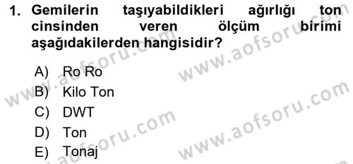 Liman Ve Terminal Yönetimi Dersi 2021 - 2022 Yılı (Final) Dönem Sonu Sınav Soruları 1. Soru