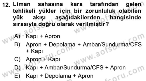 Liman Ve Terminal Yönetimi Dersi 2021 - 2022 Yılı (Final) Dönem Sonu Sınav Soruları 12. Soru