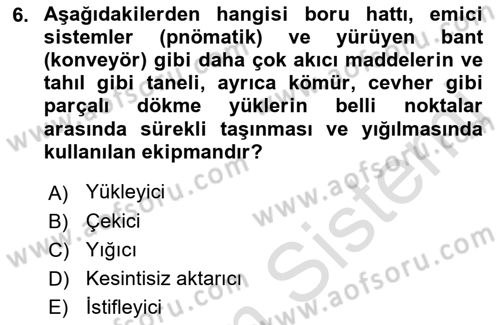 Liman Ve Terminal Yönetimi Dersi 2021 - 2022 Yılı (Final) Dönem Sonu Sınav Soruları 6. Soru