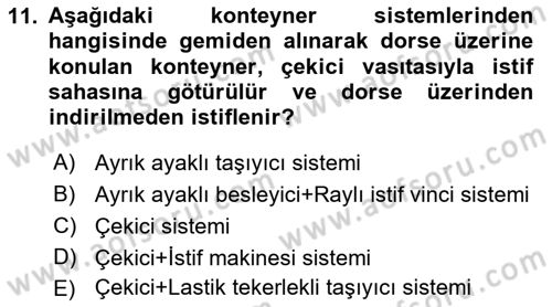Liman Ve Terminal Yönetimi Dersi 2021 - 2022 Yılı Yaz Okulu Sınav Soruları 11. Soru