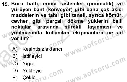 Liman Ve Terminal Yönetimi Dersi 2021 - 2022 Yılı Yaz Okulu Sınav Soruları 15. Soru