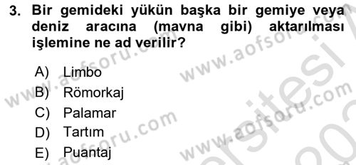 Liman Ve Terminal Yönetimi Dersi 2023 - 2024 Yılı (Final) Dönem Sonu Sınav Soruları 3. Soru