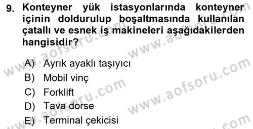 Liman Ve Terminal Yönetimi Dersi 2023 - 2024 Yılı (Final) Dönem Sonu Sınav Soruları 9. Soru