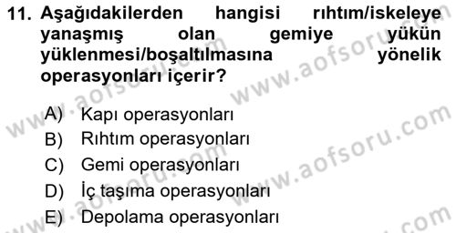 Liman Ve Terminal Yönetimi Dersi 2023 - 2024 Yılı Yaz Okulu Sınav Soruları 11. Soru