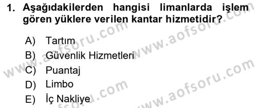 Liman Ve Terminal Yönetimi Dersi 2024 - 2025 Yılı (Vize) Ara Sınav Soruları 1. Soru