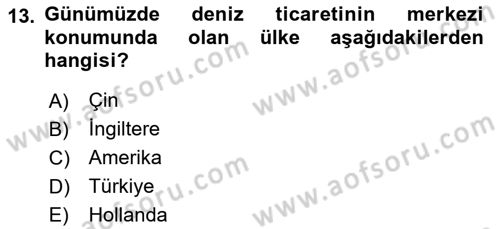 Liman Ve Terminal Yönetimi Dersi 2024 - 2025 Yılı (Vize) Ara Sınav Soruları 13. Soru