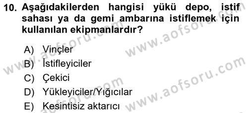 Liman Ve Terminal Yönetimi Dersi 2024 - 2025 Yılı (Final) Dönem Sonu Sınav Soruları 10. Soru