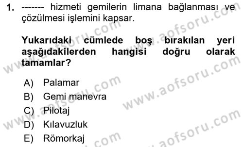 Liman Ve Terminal Yönetimi Dersi 2024 - 2025 Yılı Yaz Okulu Sınav Soruları 1. Soru