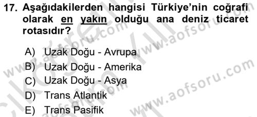 Liman Ve Terminal Yönetimi Dersi 2024 - 2025 Yılı Yaz Okulu Sınav Soruları 17. Soru
