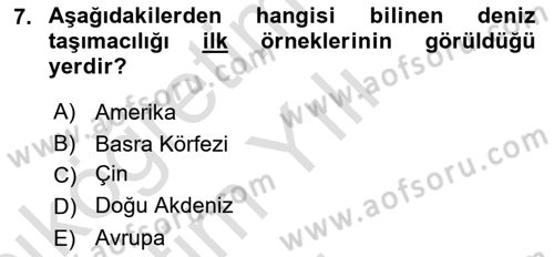 Liman Ve Terminal Yönetimi Dersi 2024 - 2025 Yılı Yaz Okulu Sınav Soruları 7. Soru